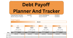 View of the debt planner payoff planner and tracker spreadsheet for The Happy Giraffe Budget