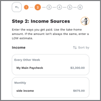 Happy Giraffe Budget app step 2 income sources